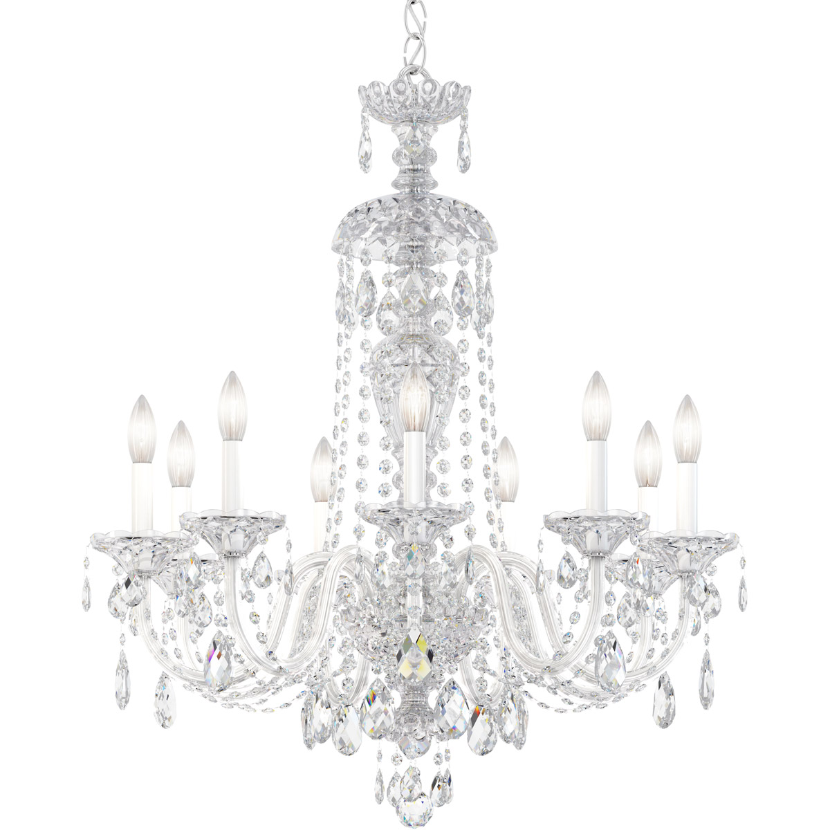 Schonbek 2996-40H Sterling 9 Light 27 inch Polished Silver Chandelier Ceiling Light in Heritage