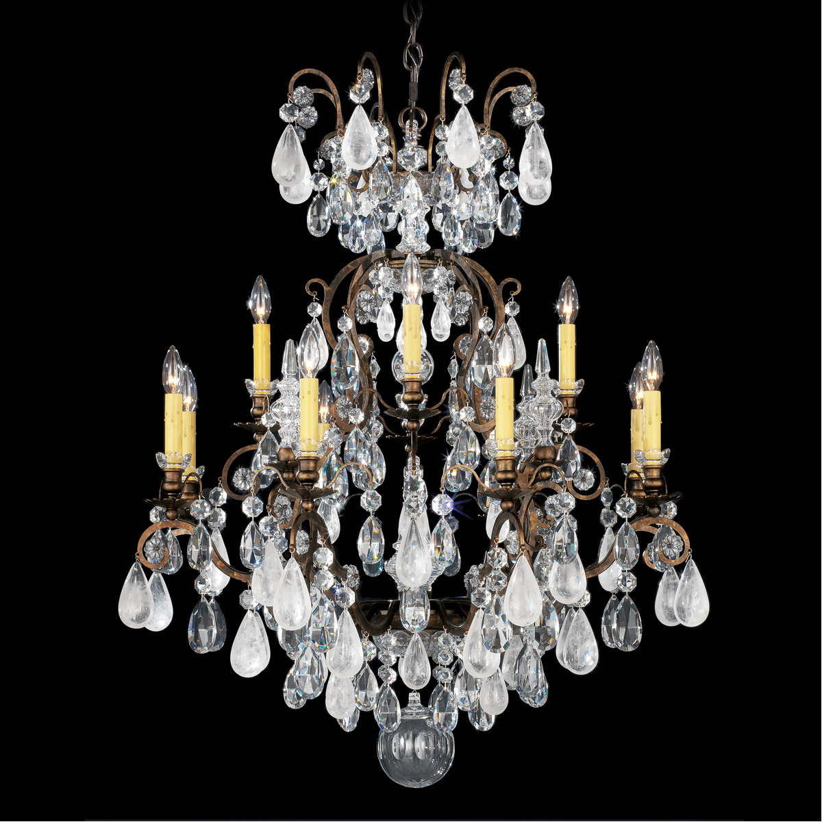 Schonbek 3572-48CL Renaissance Rock Crystal 13 Light 32 inch Antique Silver Chandelier Ceiling Light in Rock Clear, Adjustable Height