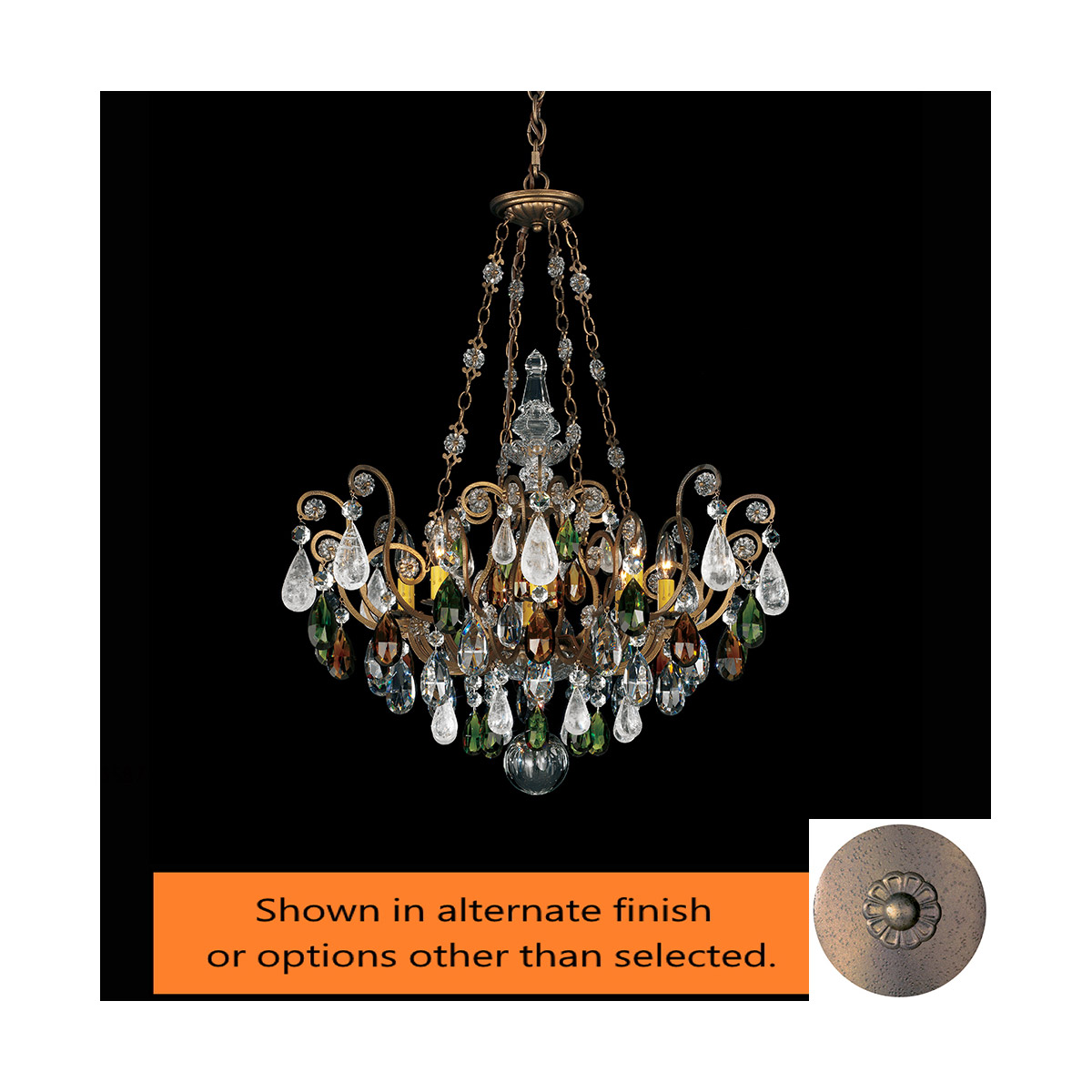 Schonbek 3587-23CL Renaissance Rock Crystal 8 Light 26.5 inch Etruscan Gold Pendant Ceiling Light in Rock Clear