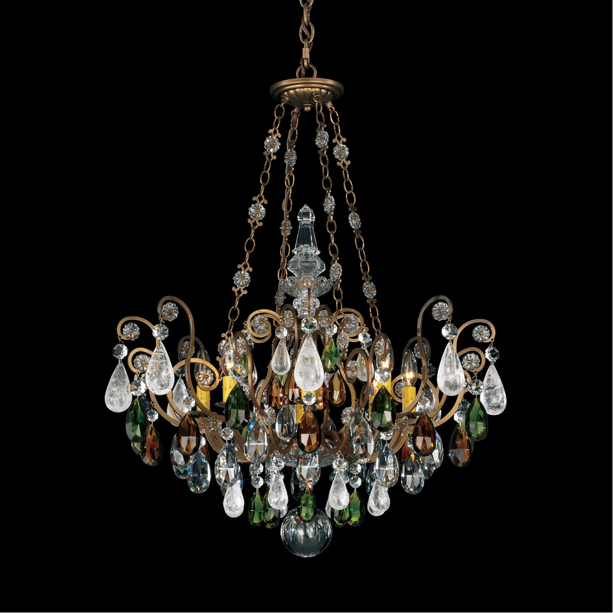 Schonbek 3587-26CL Renaissance Rock Crystal 8 Light 26.5 inch French Gold Pendant Ceiling Light in Rock Clear