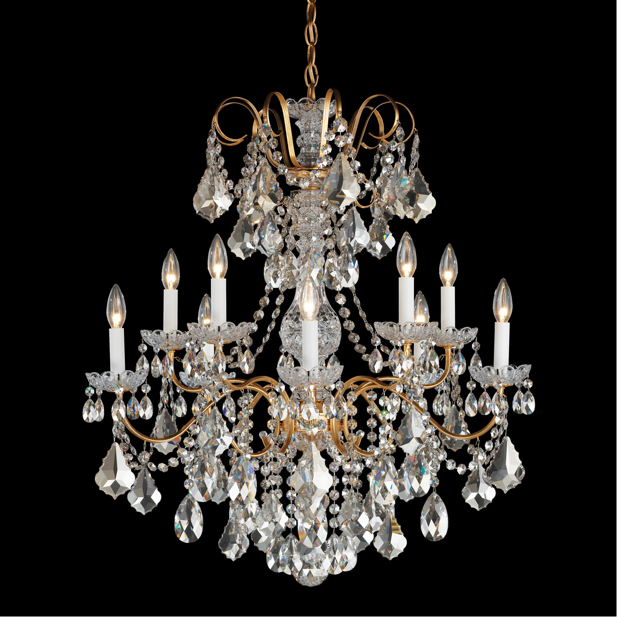Schonbek 3657-26H New Orleans 10 Light 28 inch French Gold Chandelier Ceiling Light in Heritage