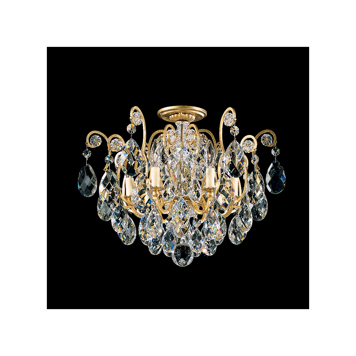 Schonbek 3784-51 Renaissance 6 Light 20 inch Black Semi-Flush Mount Ceiling Light in Heritage
