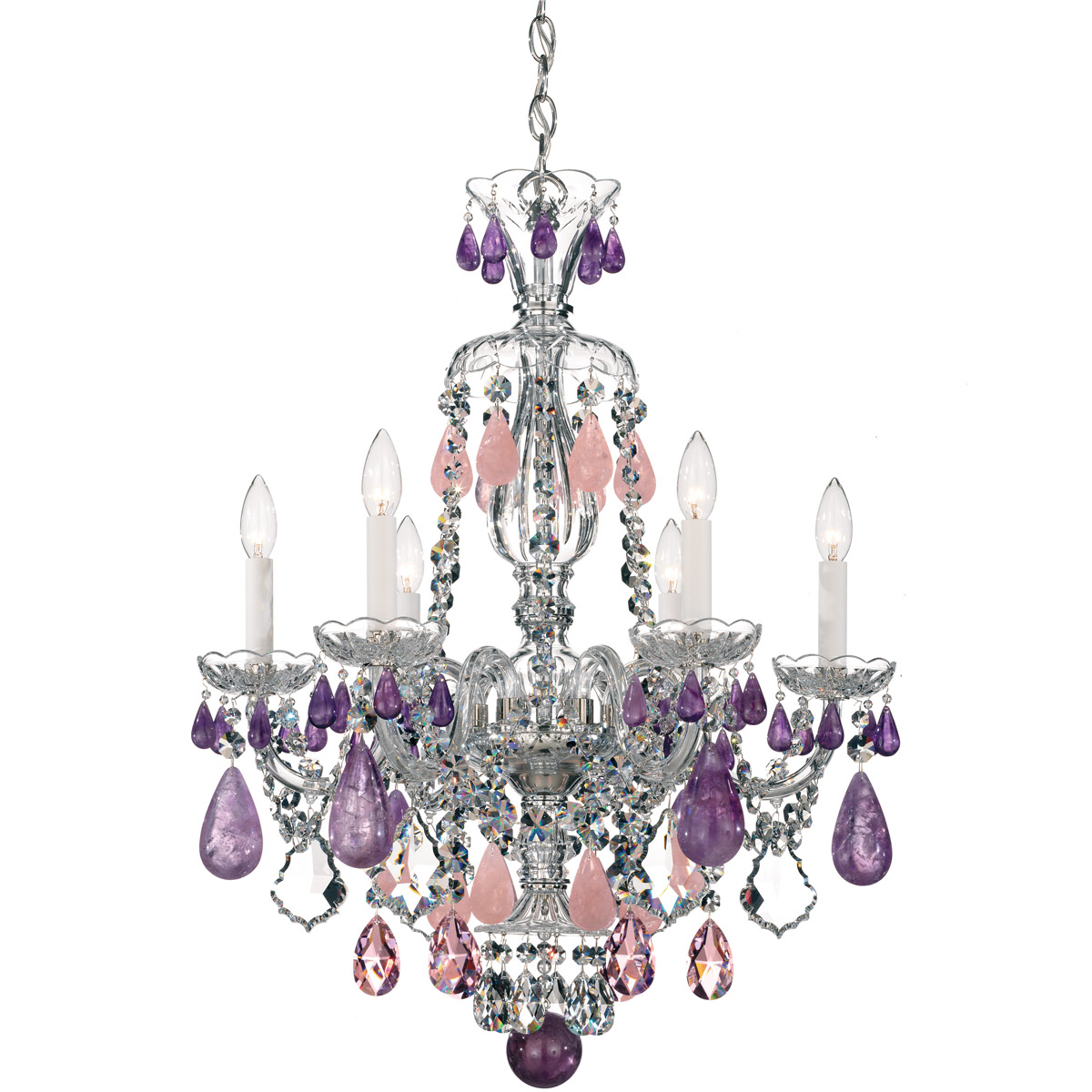 Schonbek 5535CL Hamilton Rock Crystal 6 Light 22 inch Silver Chandelier Ceiling Light in Polished Silver, Rock Clear