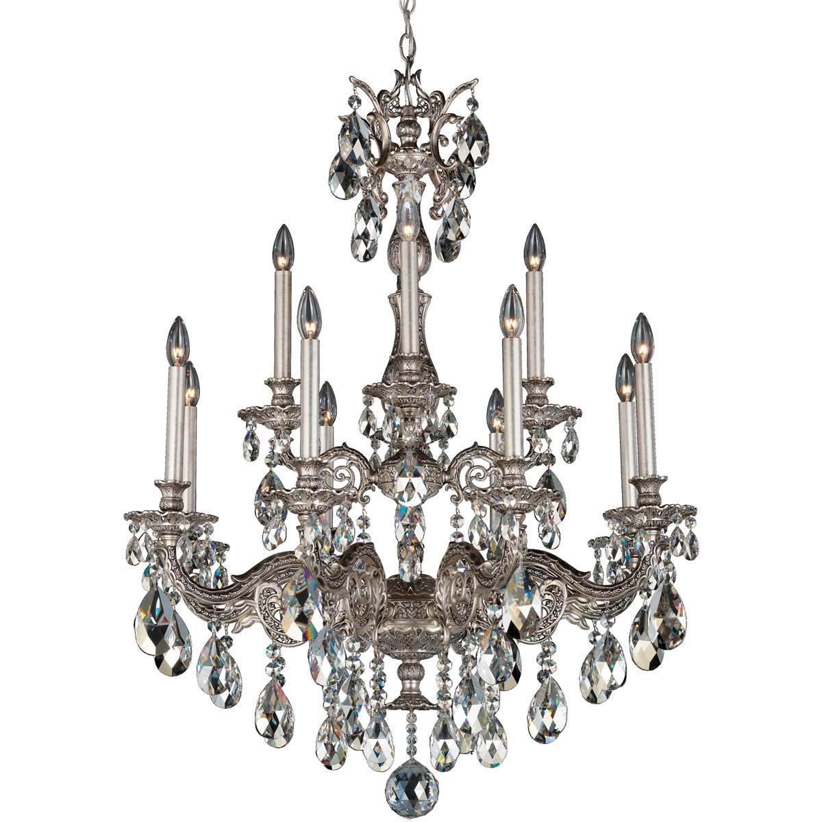Schonbek 5683-22S Milano 12 Light Heirloom Gold Chandelier Ceiling Light in Swarovski