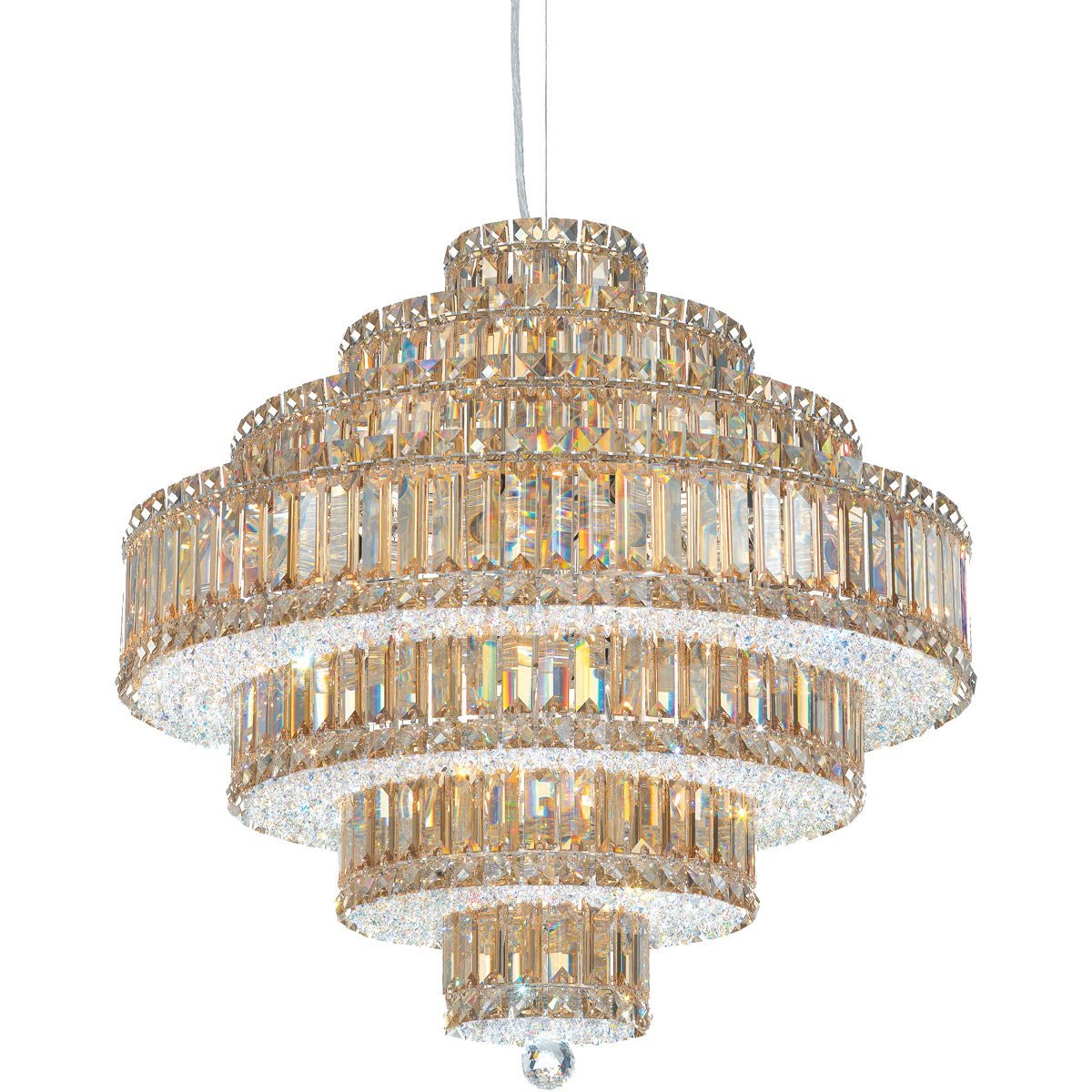 Schonbek 6675O Plaza 25 Light Stainless Steel Pendant Ceiling Light in Optic