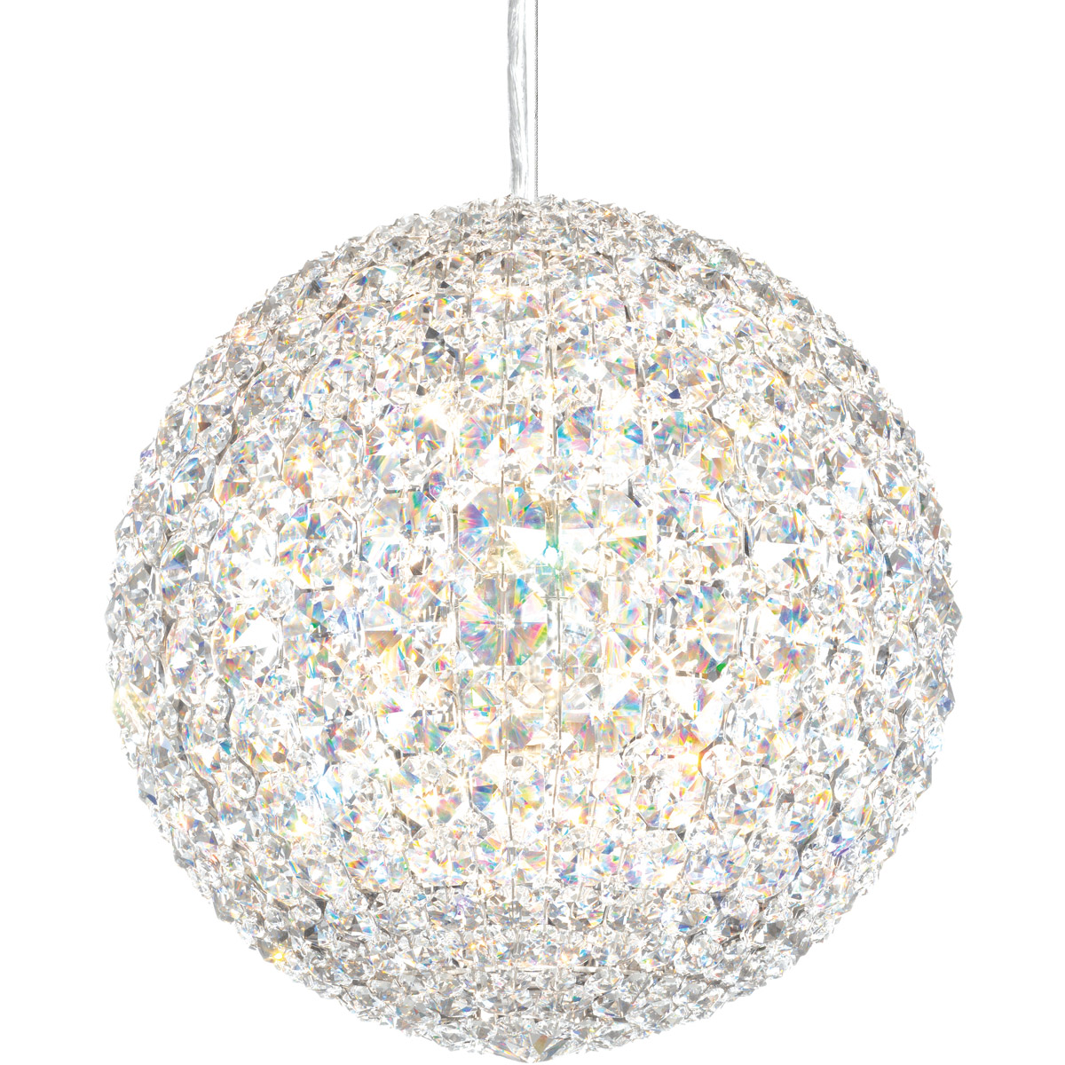 Schonbek DV1212O Da Vinci 12 Light Stainless Steel Pendant Ceiling Light in Optic, Adjustable Height