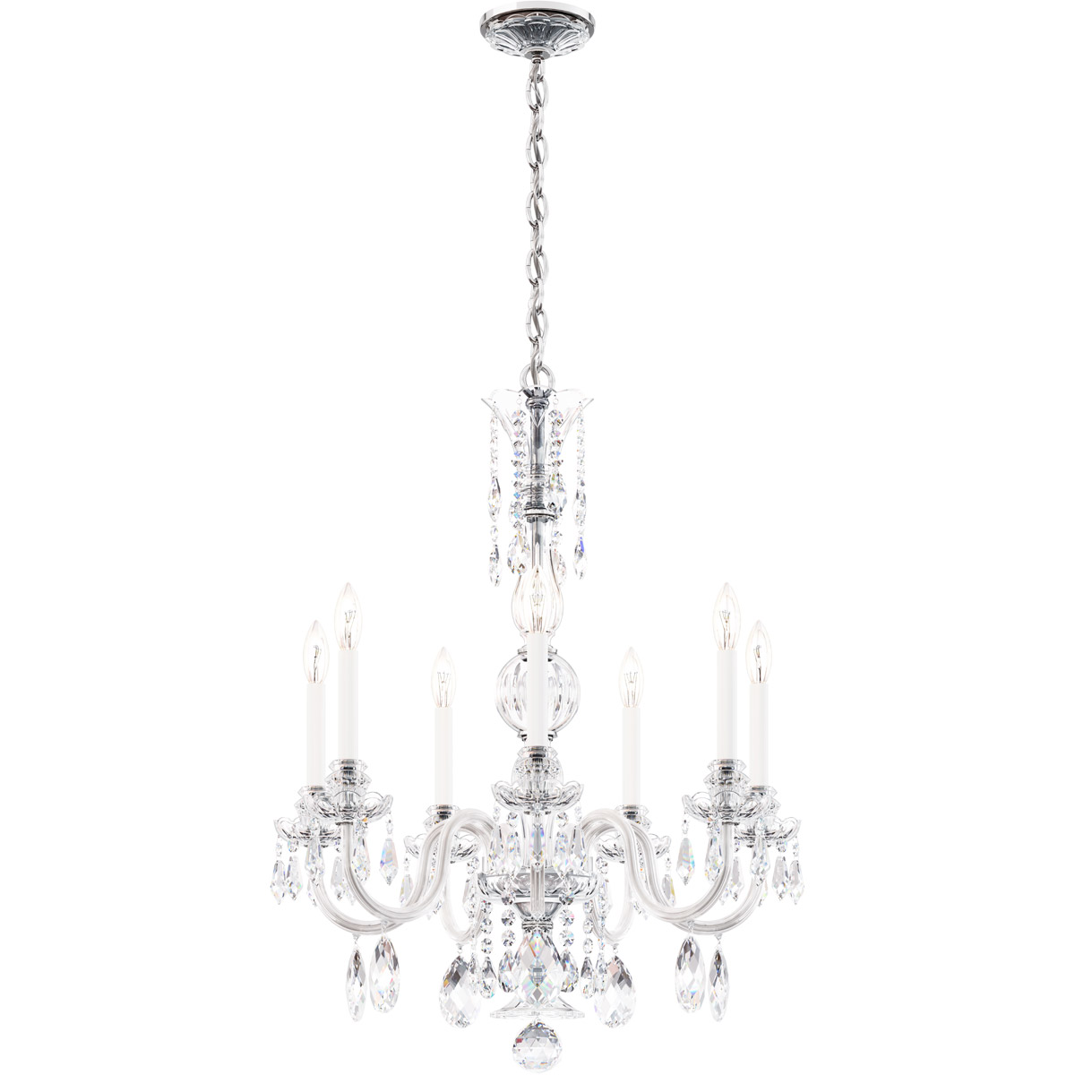 Schonbek HA5806N40H Hamilton Nouveau 7 Light 26 inch Polished Silver Chandelier Ceiling Light Adjustable Height