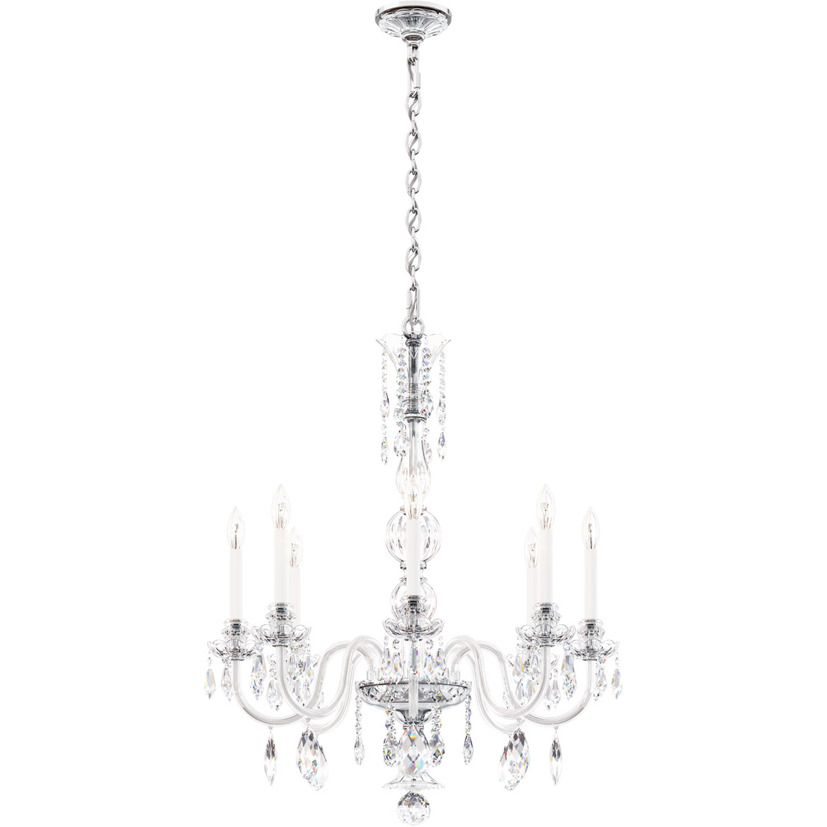 Schonbek HA5837N40H Hamilton Nouveau 8 Light 28 inch Polished Silver Chandelier Ceiling Light Adjustable Height