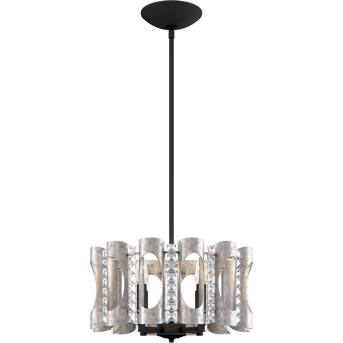 Schonbek MR1004N-48O Twilight 4 Light Antique Silver Pendant Ceiling Light, Adjustable Height