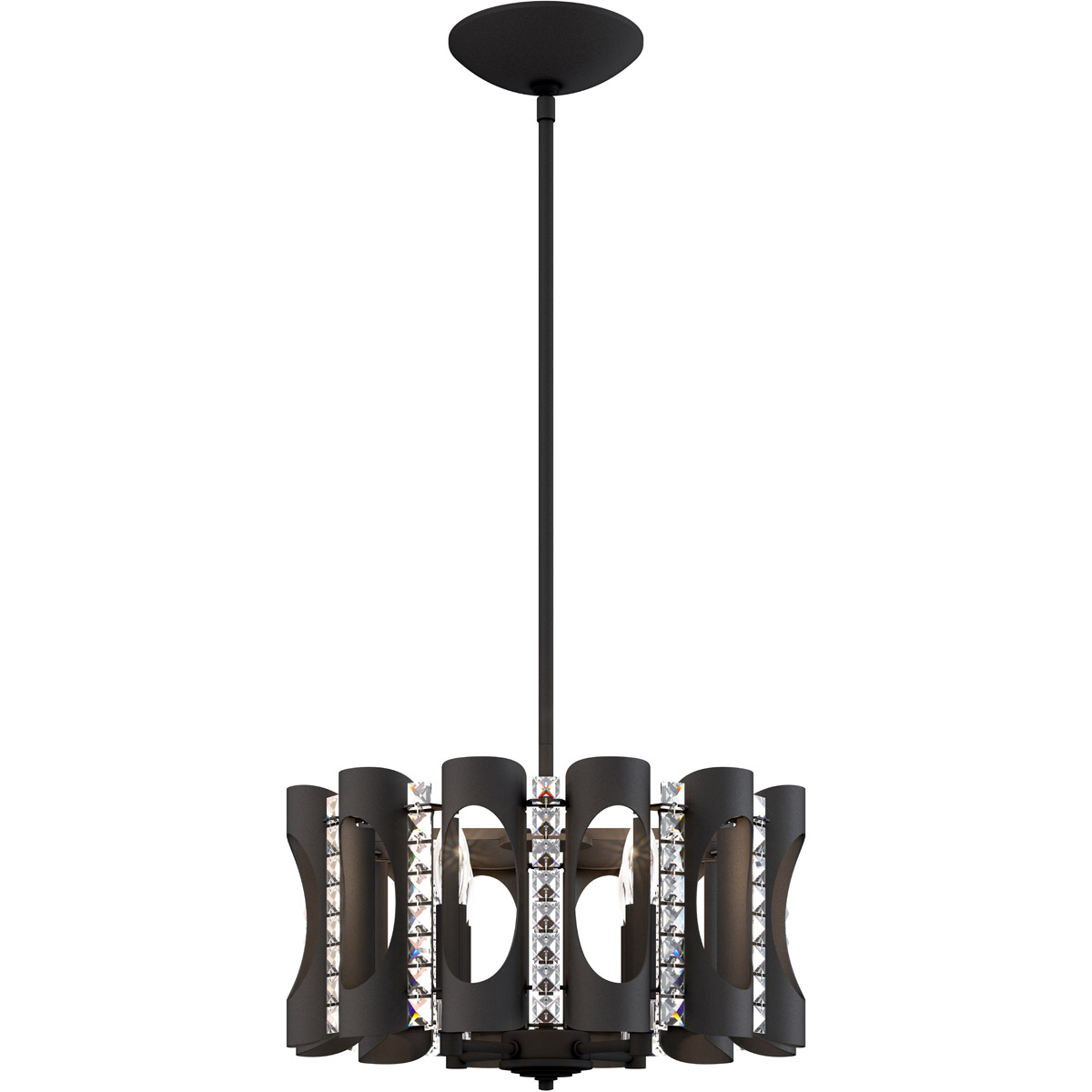 Schonbek MR1004N-BK1O Twilight 4 Light Black Pendant Ceiling Light, Adjustable Height