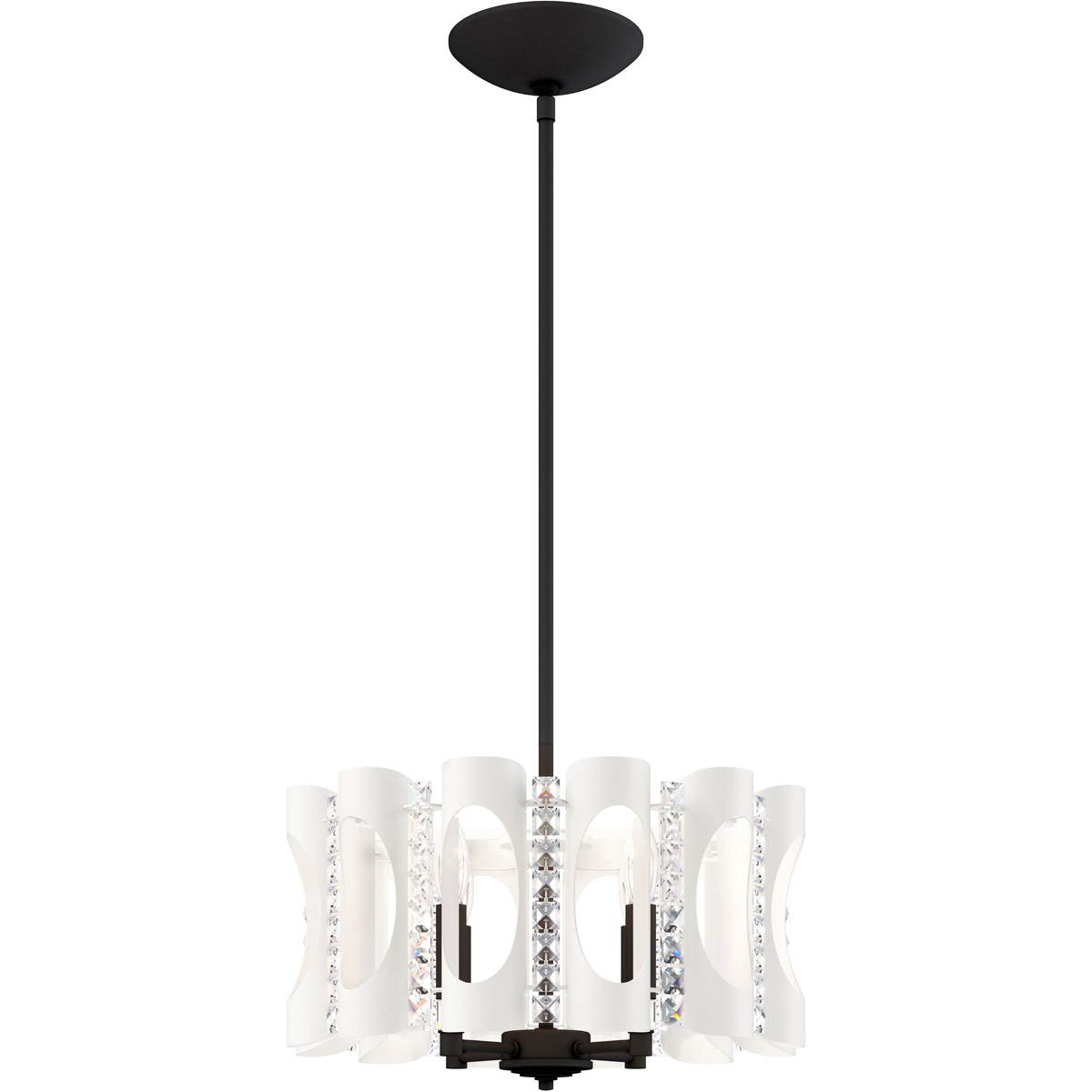 Schonbek MR1004N-WH1O Twilight 4 Light White Pendant Ceiling Light, Adjustable Height
