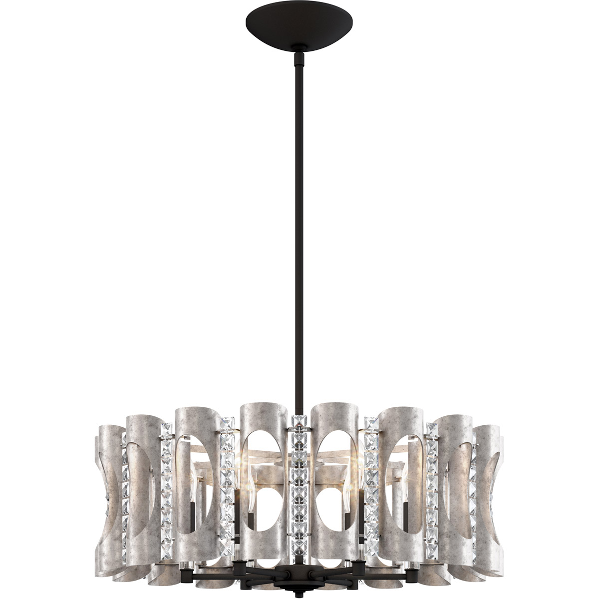 Schonbek MR1006N-48O Twilight 6 Light Antique Silver Pendant Ceiling Light, Adjustable Height