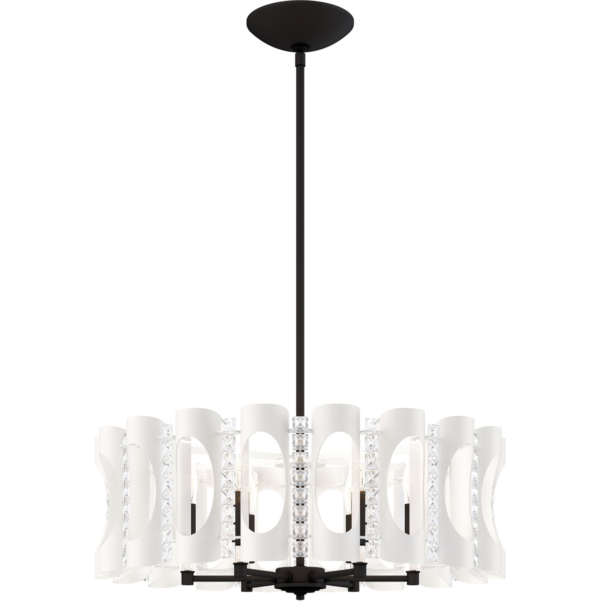 Schonbek MR1006N-WH1O Twilight 6 Light White Pendant Ceiling Light, Adjustable Height