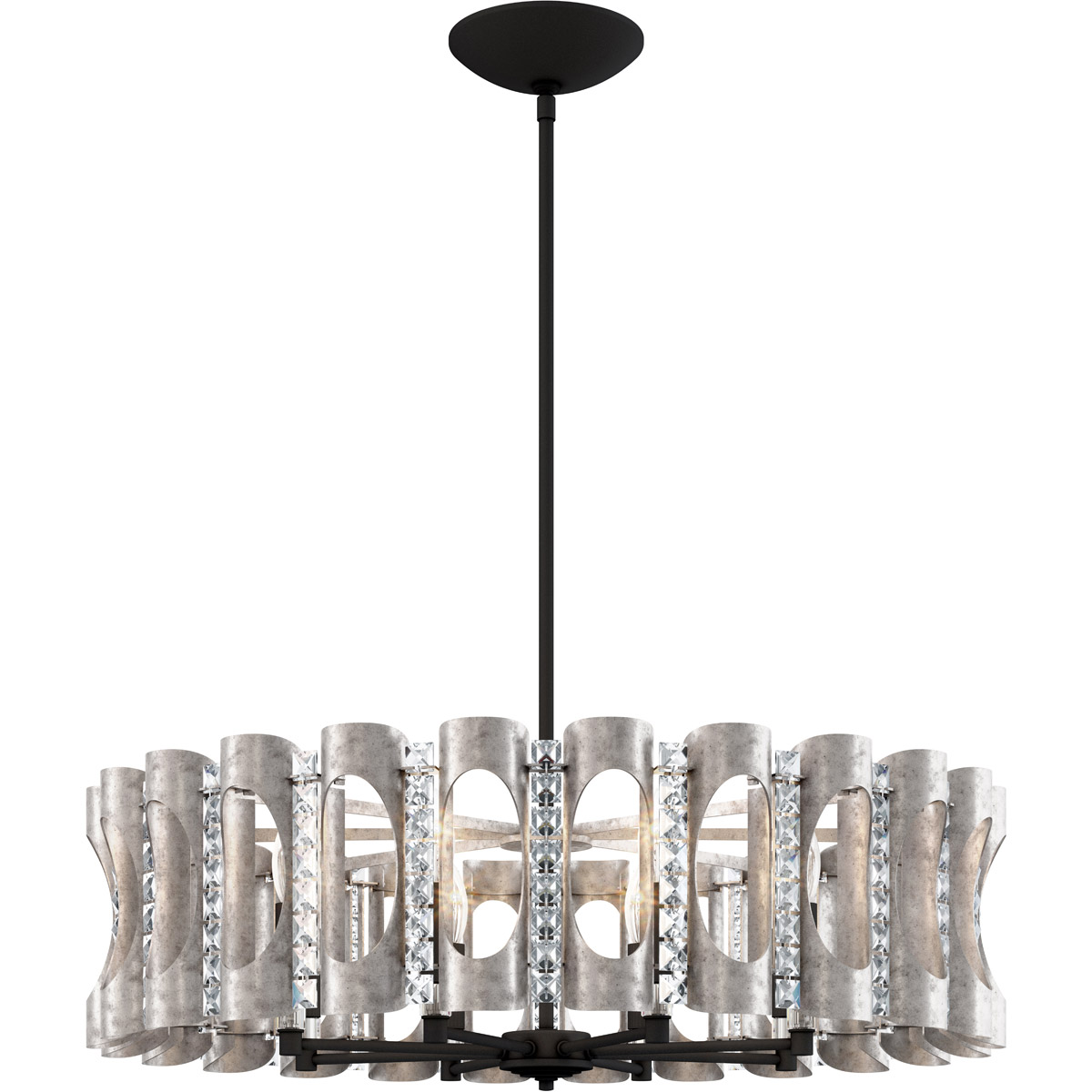 Schonbek MR1008N-48O Twilight 8 Light Antique Silver Pendant Ceiling Light, Adjustable Height