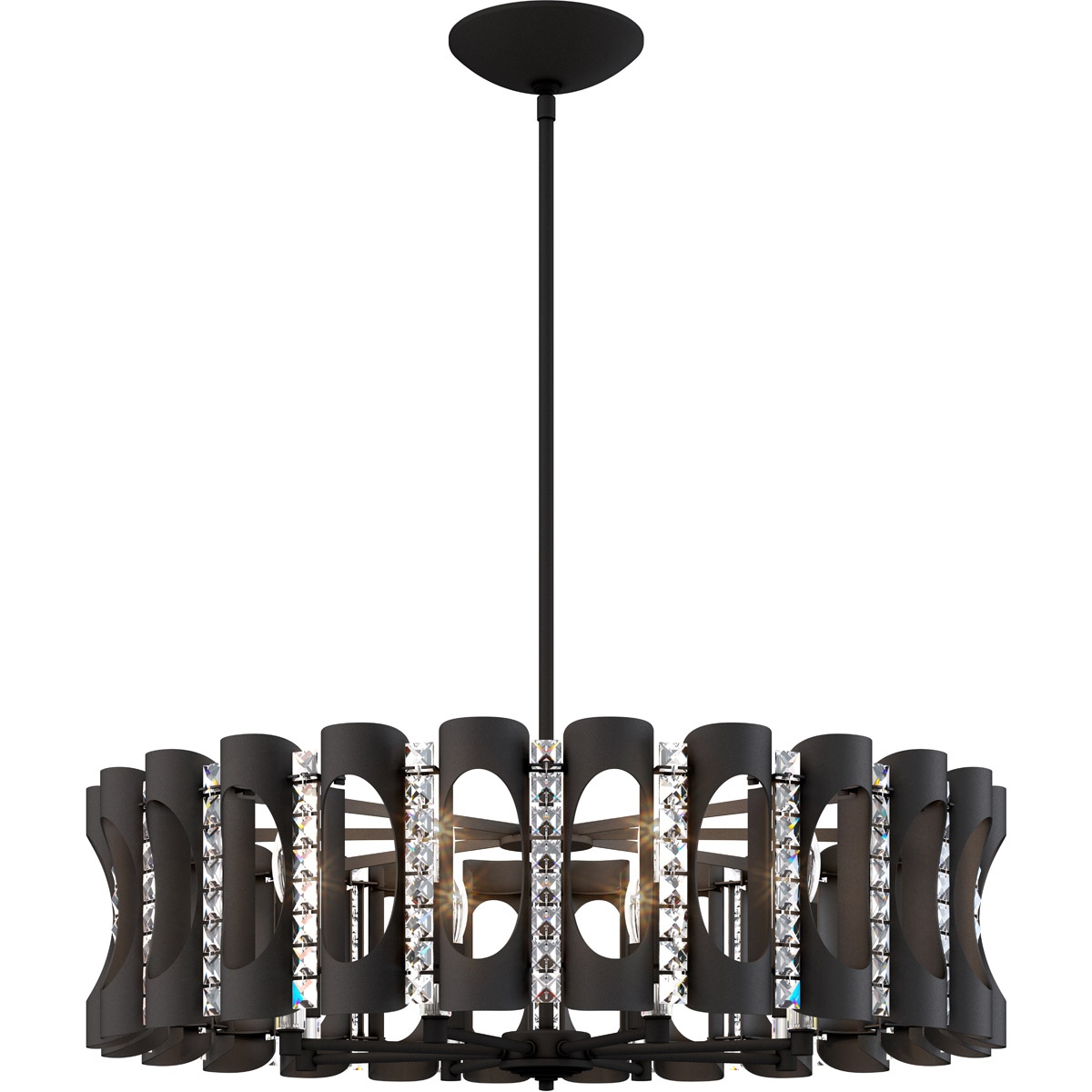 Schonbek MR1008N-BK1O Twilight 8 Light Black Pendant Ceiling Light, Adjustable Height