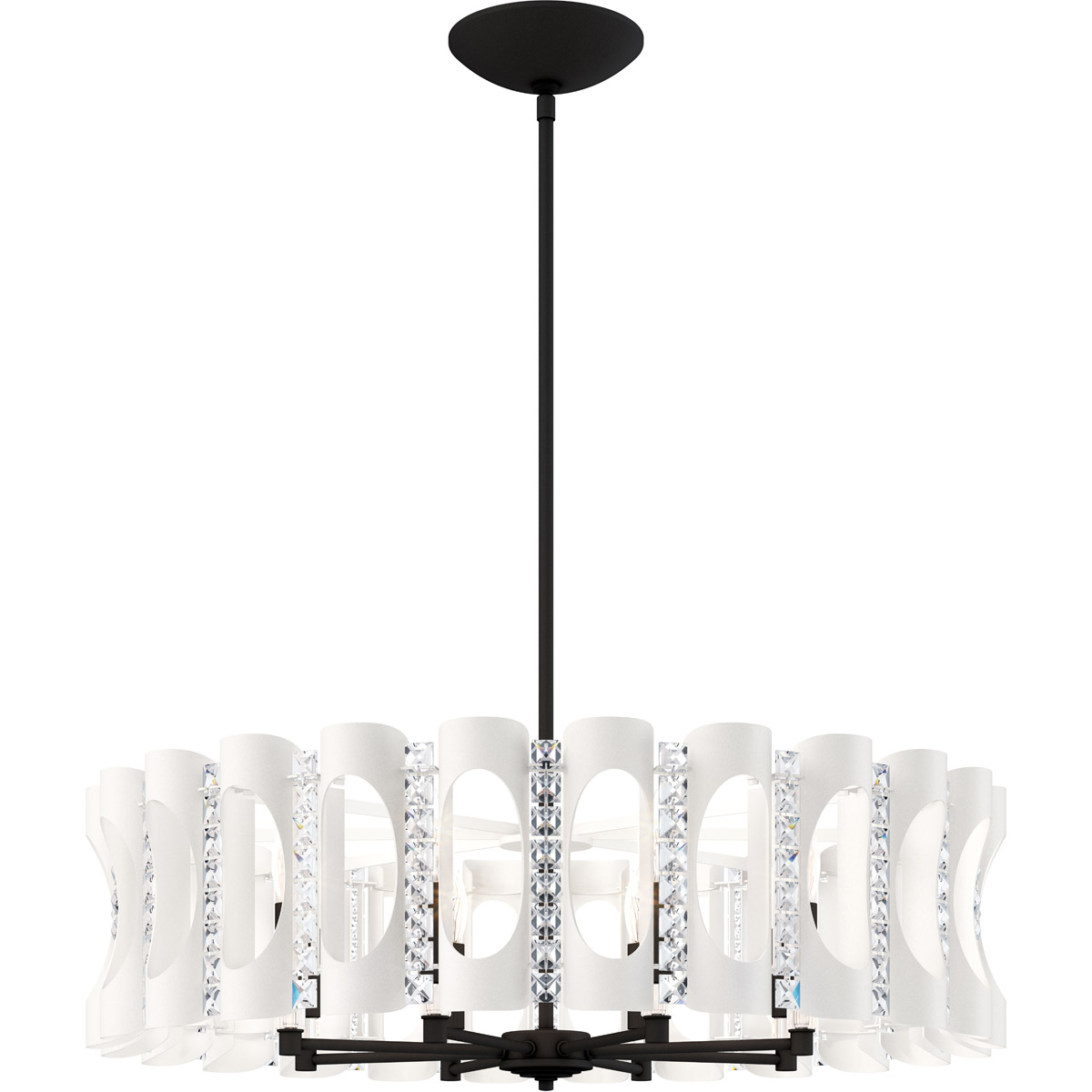 Schonbek MR1008N-WH1O Twilight 8 Light White Pendant Ceiling Light, Adjustable Height