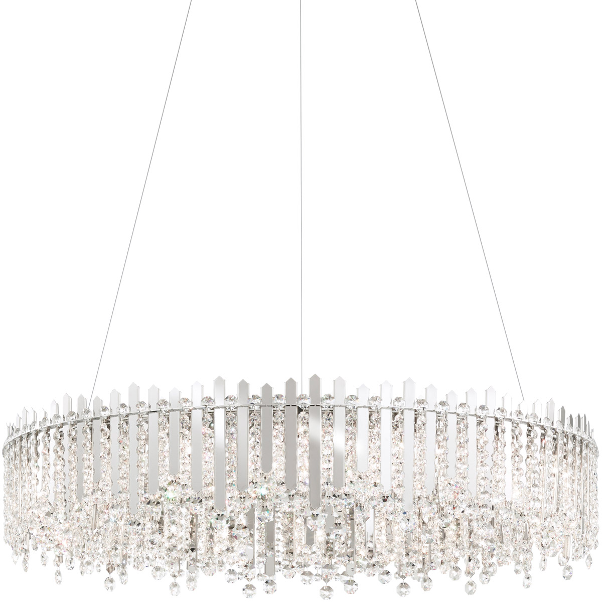 Schonbek MX8349N-401O Chatter 18 Light Polished Stainless Steel Pendant Ceiling Light in Optic, Adjustable Height