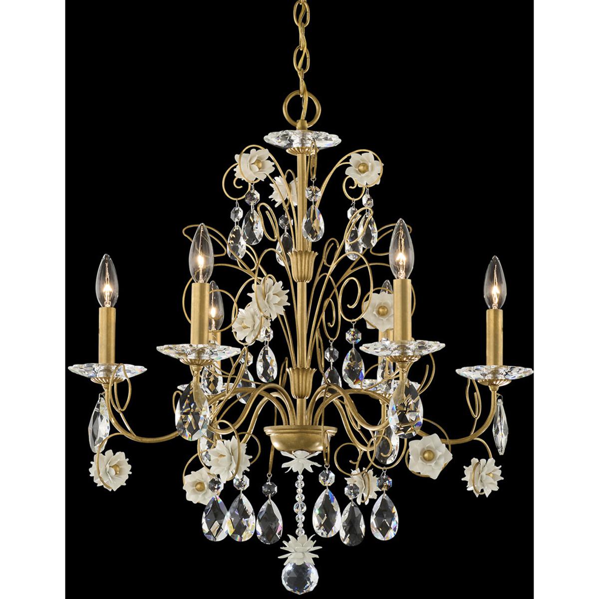 Schonbek S8006-22/06R Signature Camellia 6 Light 25 inch Heirloom Gold with White Chandelier Ceiling Light