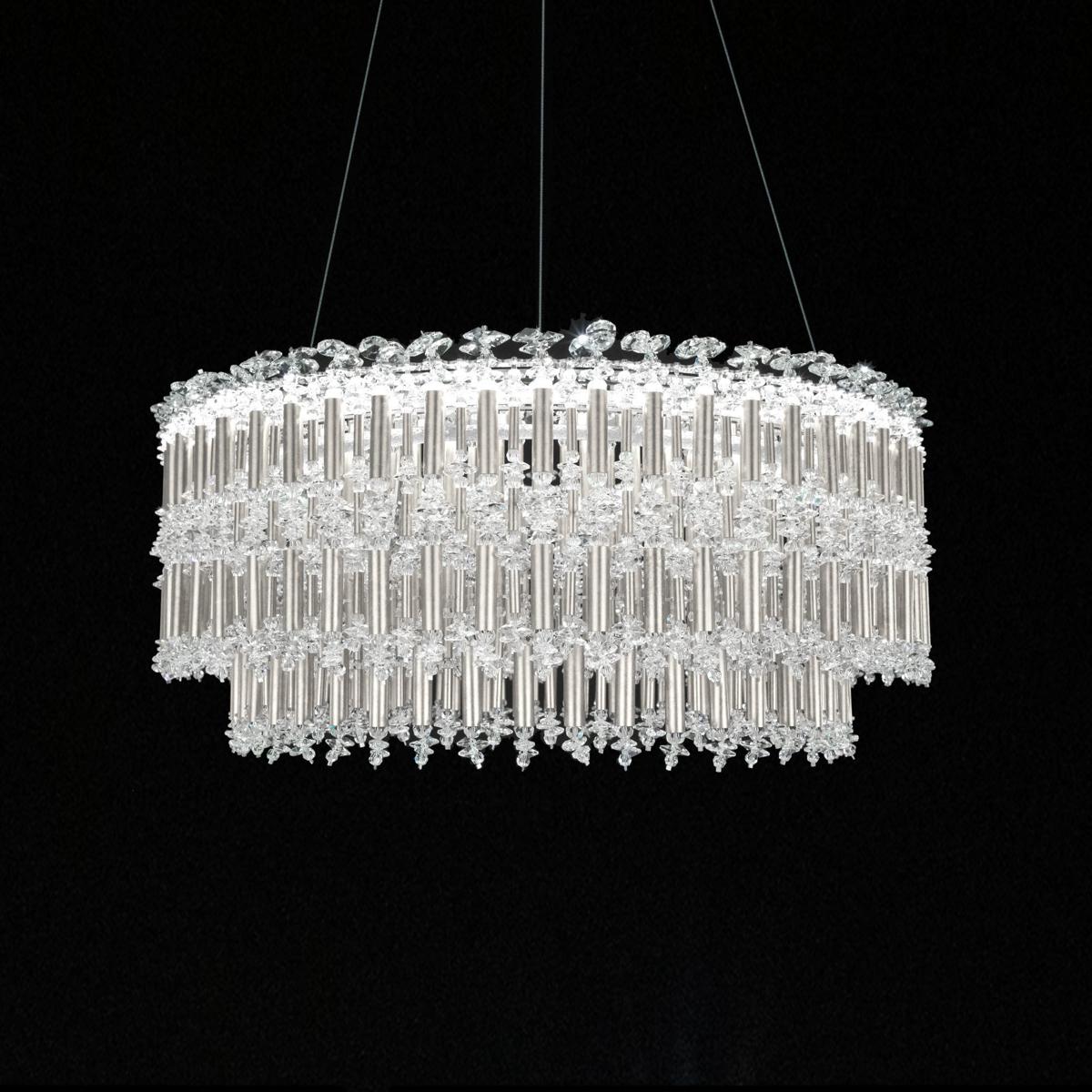 Schonbek S8124-48O Signature Tahitian LED 24.6 inch Antique Silver Pendant Ceiling Light, Schonbek Signature