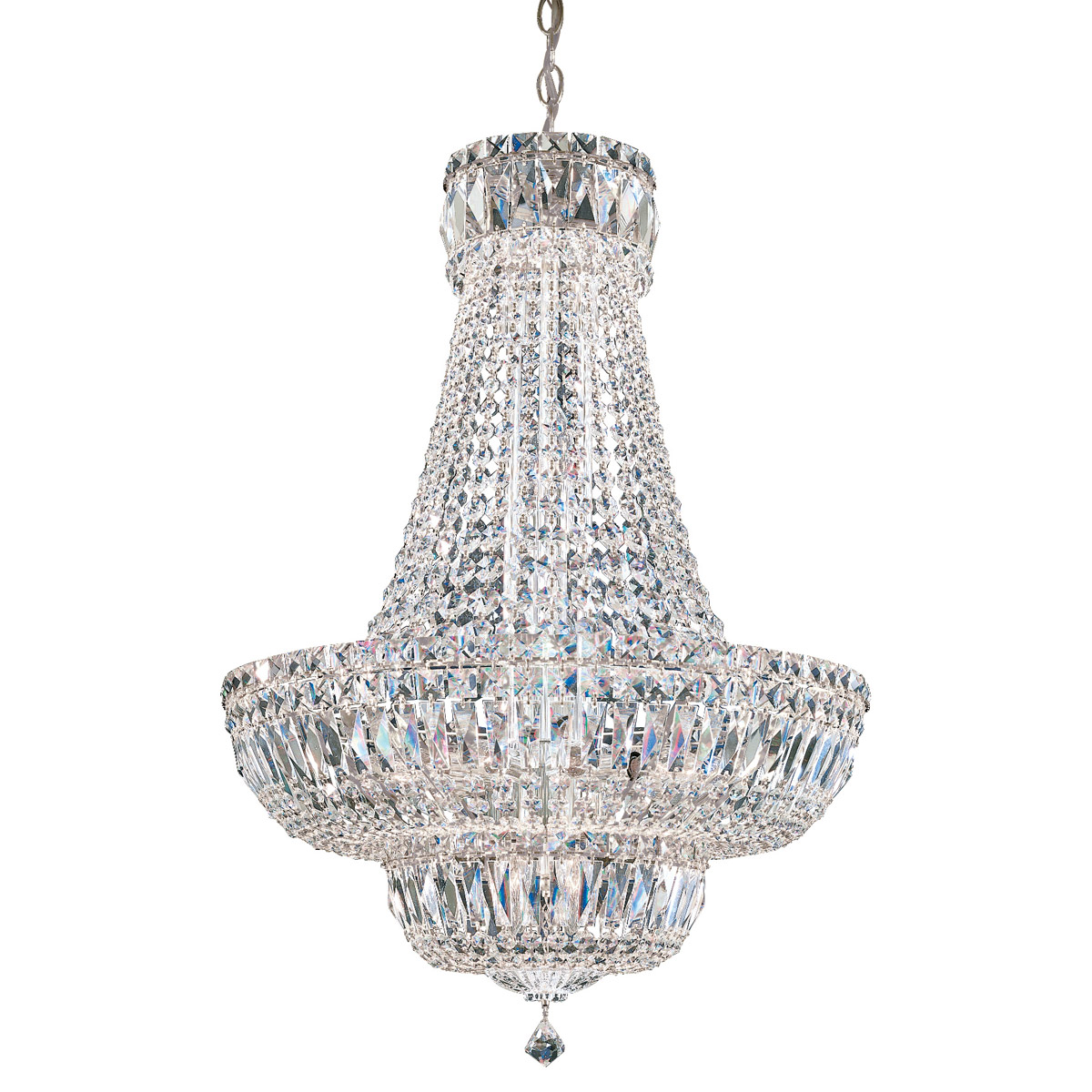 Schonbek 6616-40R Petit Crystal Deluxe 20 Light Polished Silver Pendant Ceiling Light in Radiance