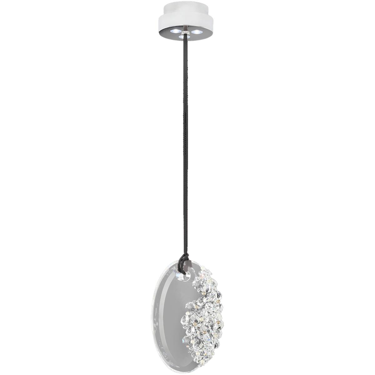 Schonbek SJ6208-RBL702R Forever Eden LED 4 inch Polished Chrome with Black Rope Mini-Pendant Ceiling Light, Black Rope