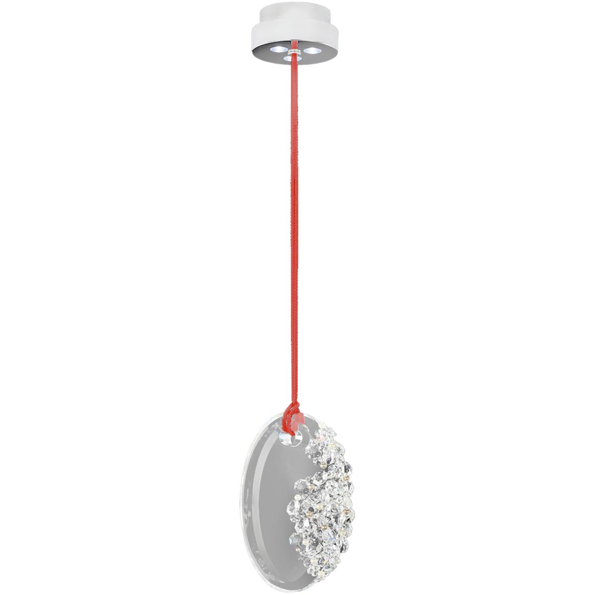 Schonbek SJ6208-RRE702R Forever Eden LED 4 inch Polished Chrome with Red Rope Mini-Pendant Ceiling Light, Red Rope