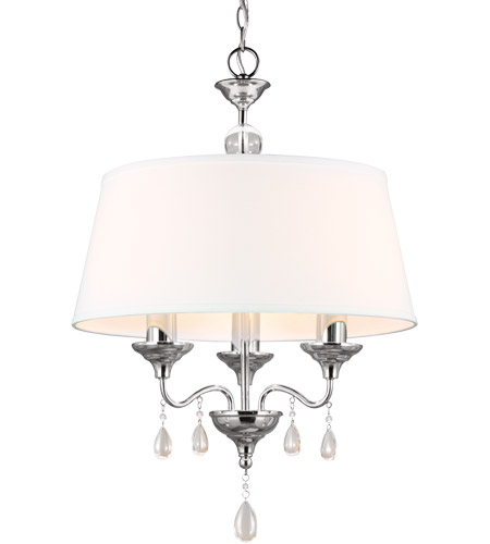 Sea Gull 3110503-05 West Town 3 Light 20 inch Chrome Chandelier Ceiling Light in White Faux Linen Shade