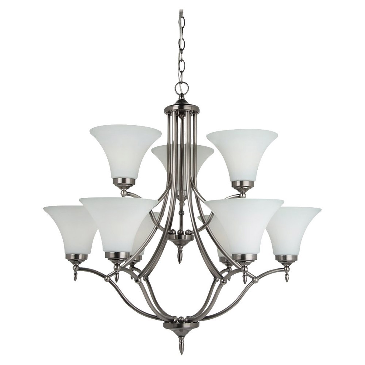 Sea Gull Lighting Montreal 9 Light Chandelier in Antique Brushed Nickel