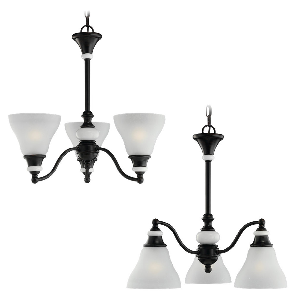 Sea Gull Lighting Brixham 3 Light Chandelier in Rustic Bronze with Ceramic Style Inlay 31590-855