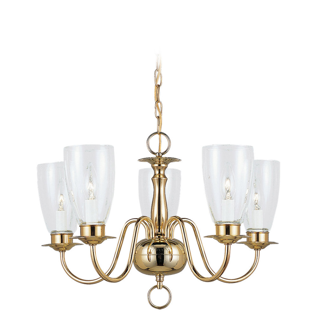 Sea Gull Lighting Traditional 5 Light Chandelier in Polished Brass 3314-02