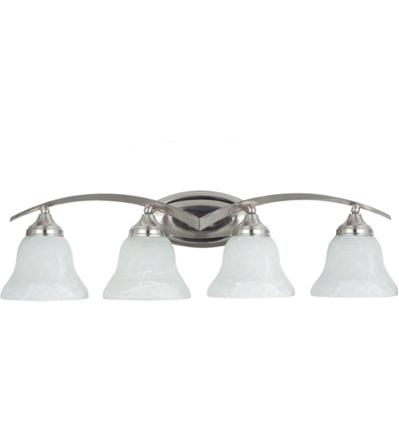 Sea Gull 44177BLE-962 Brockton 4 Light 33 inch Brushed Nickel Bath Light Wall Light in Etched White Alabaster Glass, Fluorescent