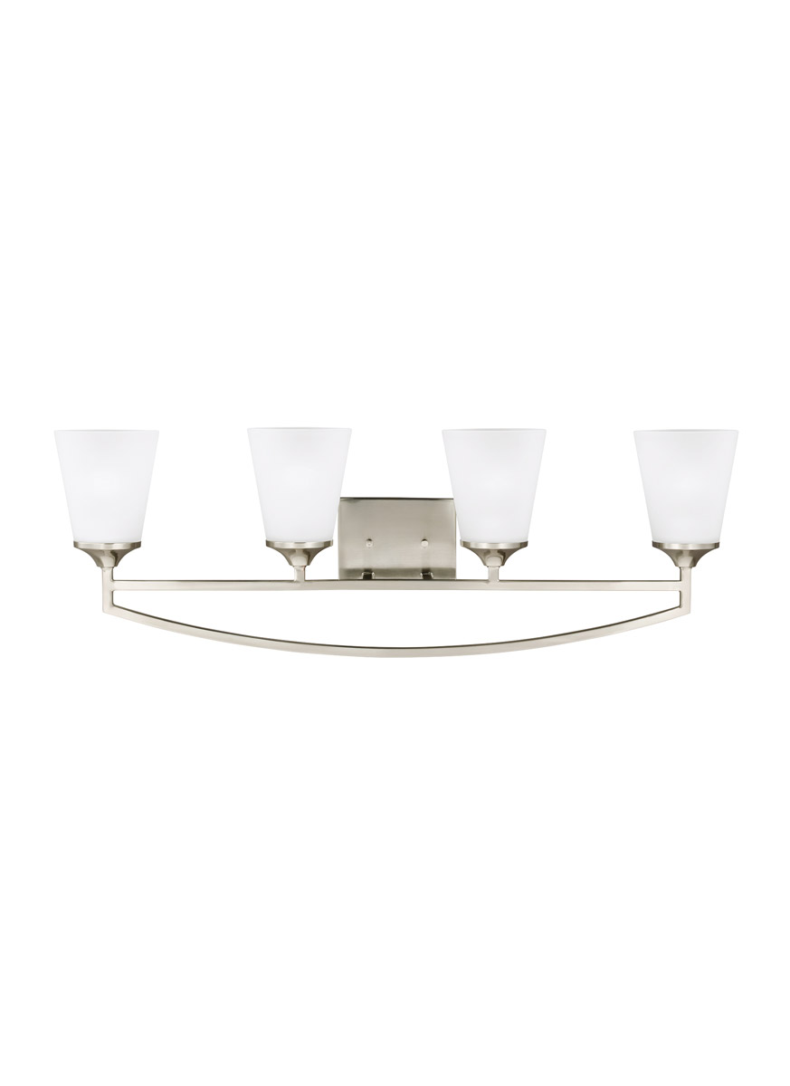 Sea Gull 4424504BLE-962 Hanford 4 Light 34 inch Brushed Nickel Wall Bath Wall Light in Fluorescent