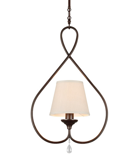 Sea Gull 6110501-710 West Town 1 Light 8 inch Burnt Sienna Mini Pendant Ceiling Light in Oatmeal Faux Linen Shade photo