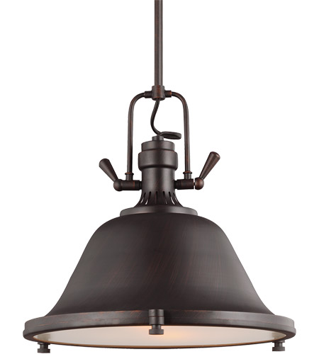 Sea Gull Lighting 6514402-710 Stone Street Two-Light Pendant with Satin Etched Glass Diffuser and Burnt Sienna Steel Shade Burnt Sienna Finish 