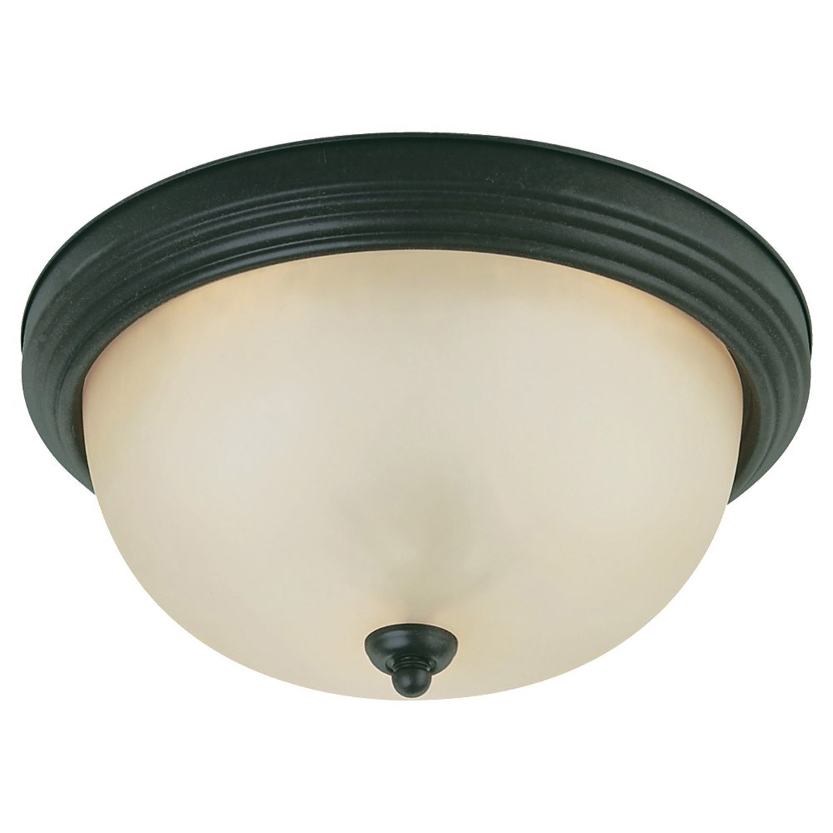 Sea Gull 77164-820 Del Prato 2 Light 13 inch Chestnut Bronze Flush Mount Ceiling Light in Etched Cafe Tint Glass 