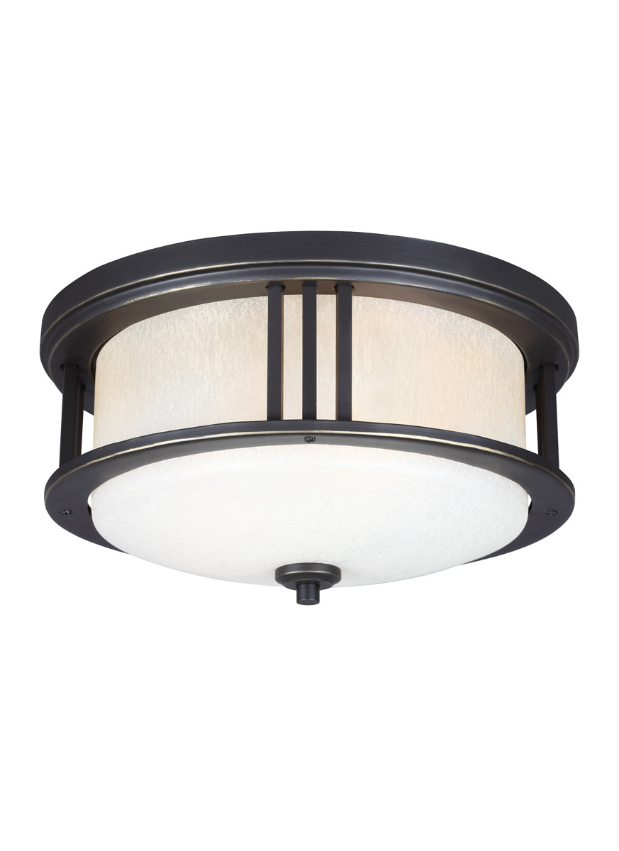Sea Gull 7847902BLE-71 Crowell 2 Light 14 inch Antique Bronze Outdoor Ceiling Flush Mount in Fluorescent