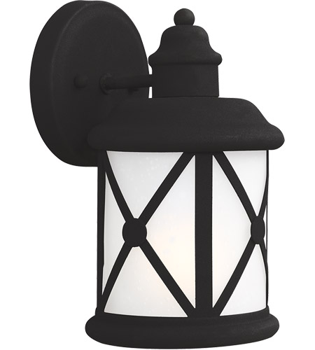 Sea Gull 8521401BLE-12 Lakeview 1 Light 10 inch Black Outdoor Wall Sconce in Etched Seeded Glass