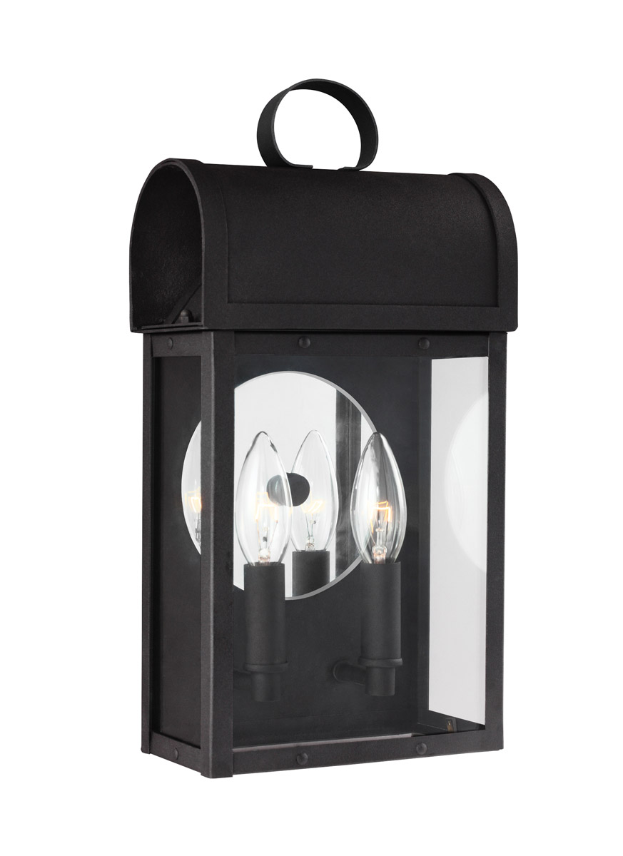 Sea Gull 8614802-12 Conroe 2 Light 14 inch Black Outdoor Wall Lantern