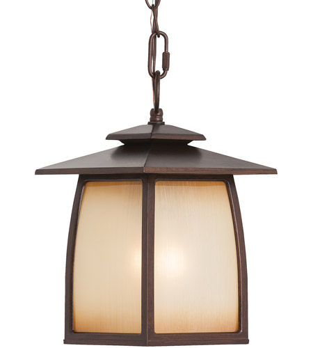 Sea Gull OL8511SBR Wright House 1 Light 8 inch Sorrel Brown Outdoor Hanging Lantern in Striated Ivory Glass, Standard