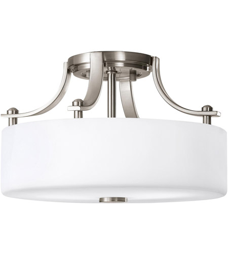 Sea Gull SF259BS Sunset Drive 2 Light 13 inch Brushed Steel Semi Flush Mount Ceiling Light in Opal Etched Glass, Standard