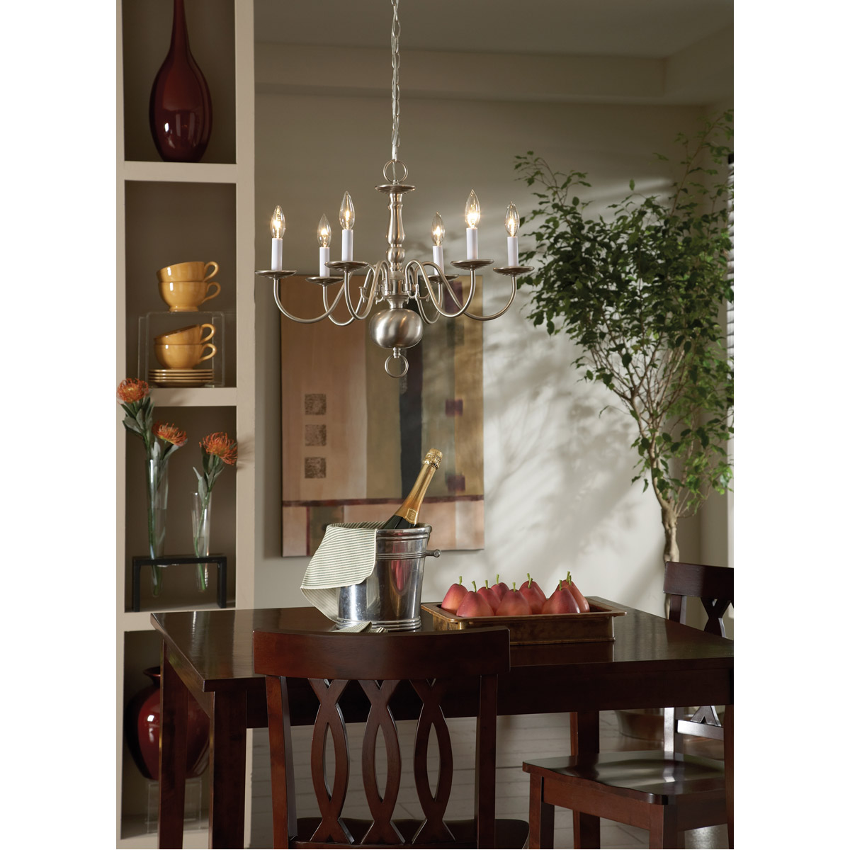 Sea Gull 3411-962 Traditional 6 Light 24 inch Brushed Nickel Chandelier Ceiling Light TRADITIONAL_DINING_INDOOR.jpg