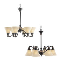 Sea Gull Lighting Brixham 6 Light Chandelier in Rustic Bronze with Hammered Copper Inlay 31592-844 thumb