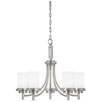 Sea Gull 31661-962 Winnetka 5 Light 25 inch Brushed Nickel Chandelier Single-Tier Ceiling Light in Satin Etched Glass thumb