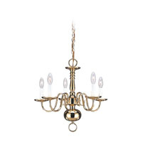Sea Gull Lighting Traditional 5 Light Chandelier in Polished Brass 3409-02 thumb