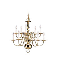 Sea Gull 3413-02 Traditional 10 Light 24 inch Polished Brass Chandelier Ceiling Light photo thumbnail