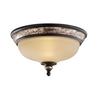 Sea Gull Lighting Brixham 2 Light Flush Mount in Rustic Bronze with Hammered Copper Inlay 75591-844 thumb