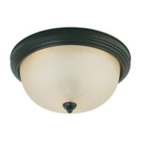 Sea Gull 77164-820 Del Prato 2 Light 13 inch Chestnut Bronze Flush Mount Ceiling Light in Etched Cafe Tint Glass  thumb