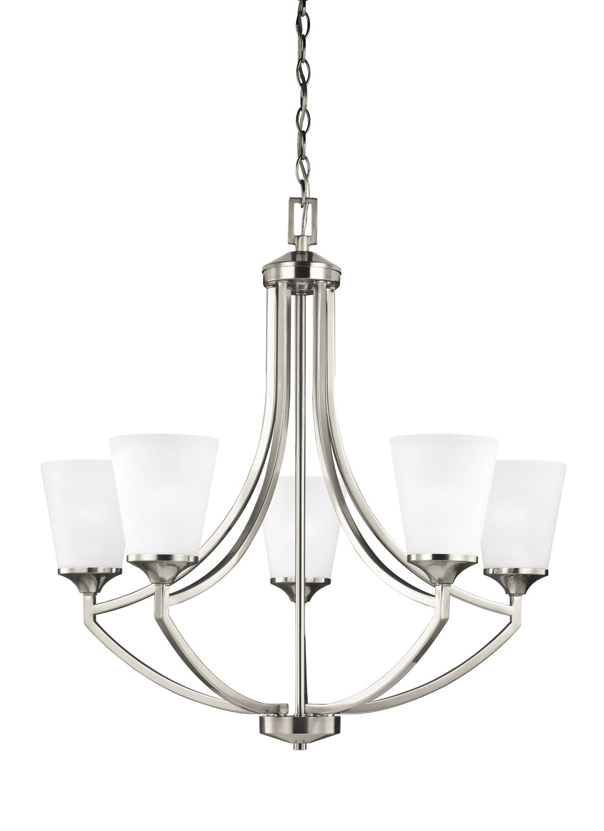 Generation Lighting 3124505-962 Hanford 5 Light 27.63 inch Brushed Nickel Chandelier Ceiling Light