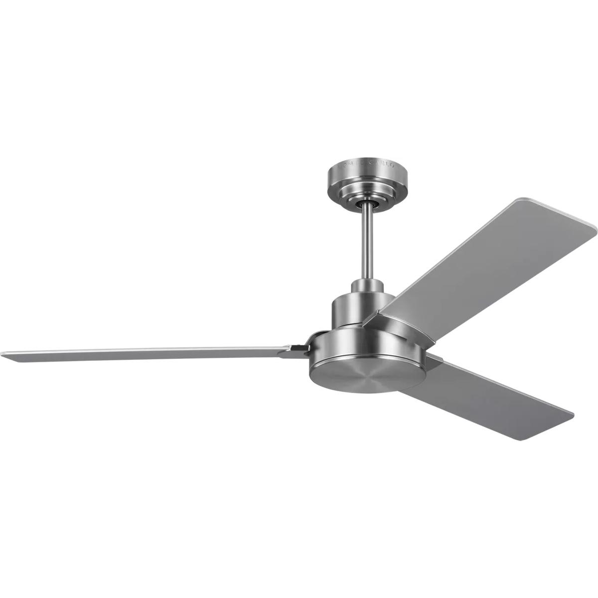 Generation Lighting 3JVR52BS Jovie 52 52 inch Brushed Steel with Silver/American Walnut reversible blades Indoor/Outdoor Ceiling Fan