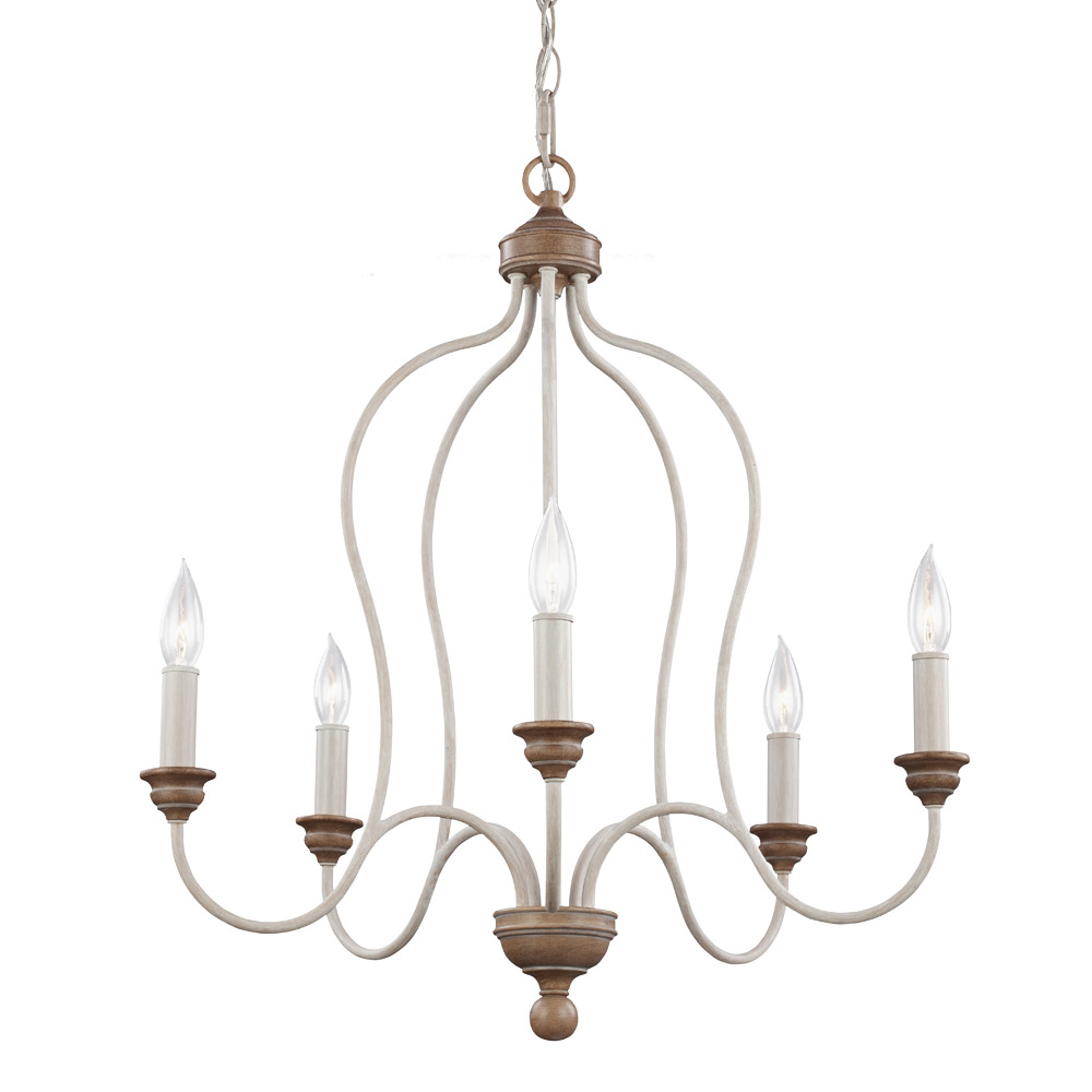 Generation Lighting F2998/5CHKW/BW Hartsville 5 Light 23.5 inch Chalk Washed / Beachwood Chandelier